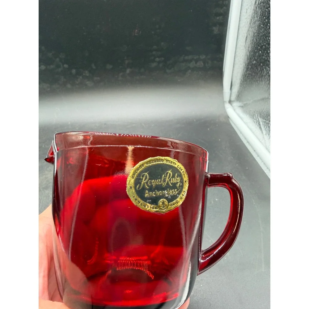 Anchor Hocking Royal Ruby Anchorglass Creamer and Sugar Bowl Set Vintage Red